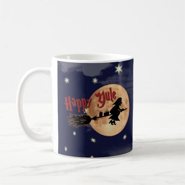 Happy Yule Witch Xmas Mug (Left)