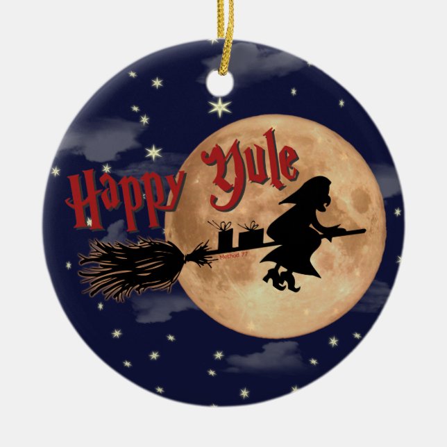Happy Yule Witch Xmas Ornaments (Front)