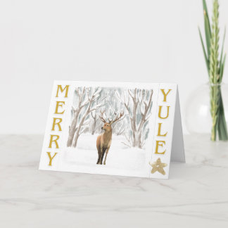 Happy Yule Woodland Scene Folded Greeting Card