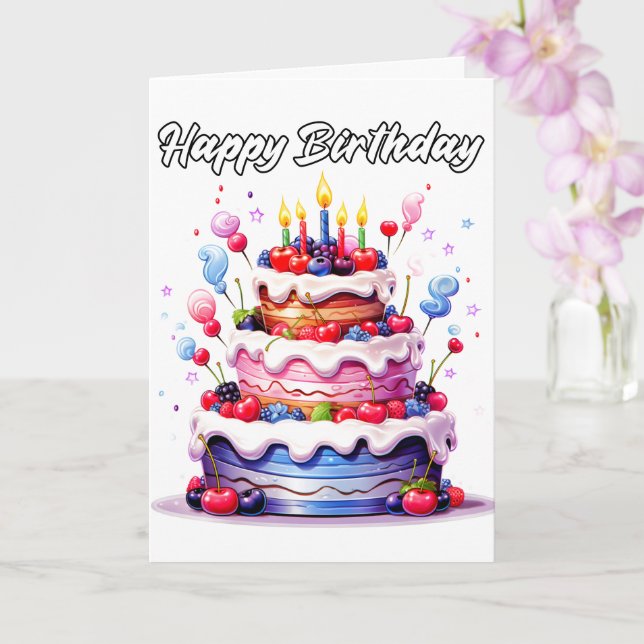 Happy Yummy Cake Day Card (Orchid)