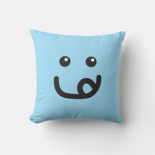 Happy Yummy Face_baby blue Cushion