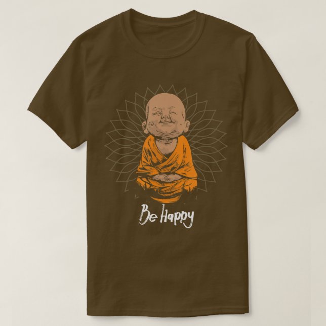 Happy Zen little baby Buddha tee shirt Mandala Tee (Design Front)