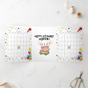HappyBirthday Card February 2022 Calendar Trifold 