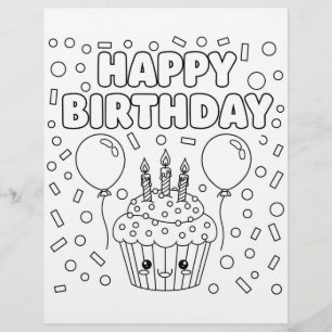 HappyBirthday  Coloring Page   Kids Party Activity