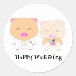 HappyWedding Classic Round Sticker