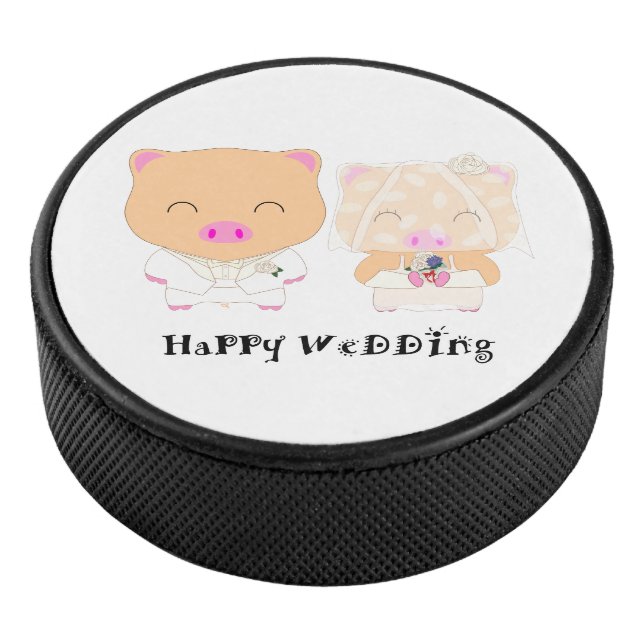 HappyWedding Hockey Puck (3/4)