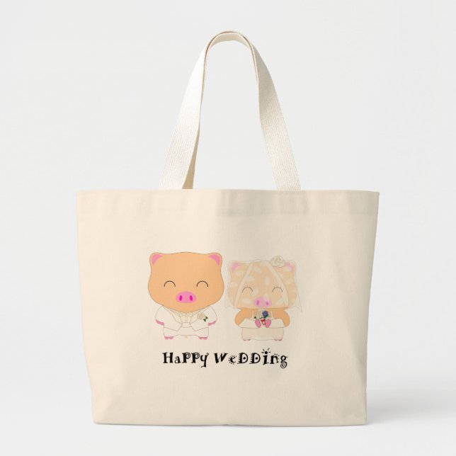 HappyWedding Large Tote Bag (Front)