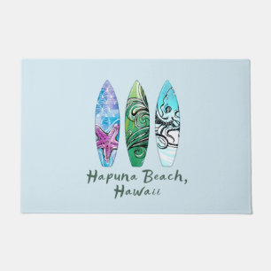 Hapuna Beach Hawaii Surfboards Front Door Mat