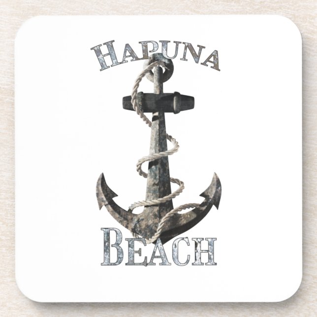Hapuna Beach Hawaii Vacation Nautical Anchor Coaster (Front)