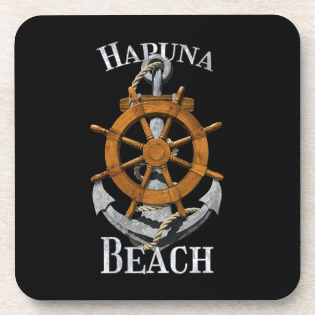 Hapuna Beach Hawaii Vacation Nautical Anchor Helm Coaster (Front)