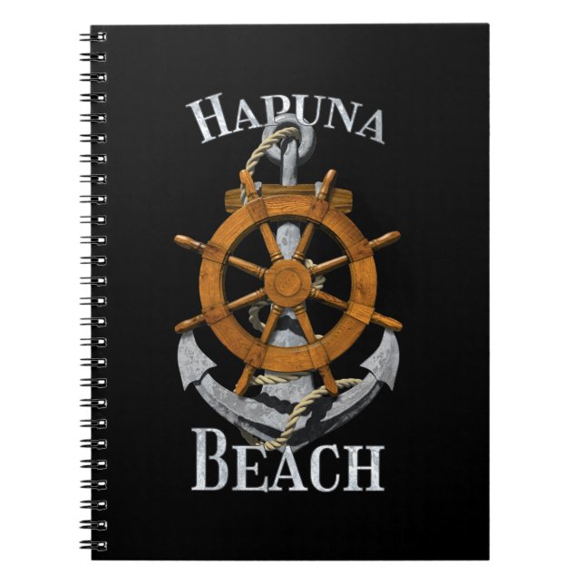 Hapuna Beach Hawaii Vacation Nautical Anchor Helm Notebook (Front)