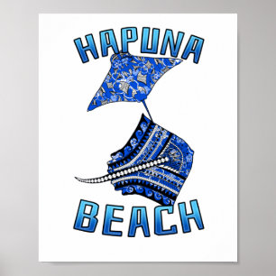 Hapuna Beach Hawaii Vacation Tribal Stingray Poster