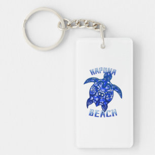 Hapuna Beach Hawaii Vacation Tribal Turtle Key Ring