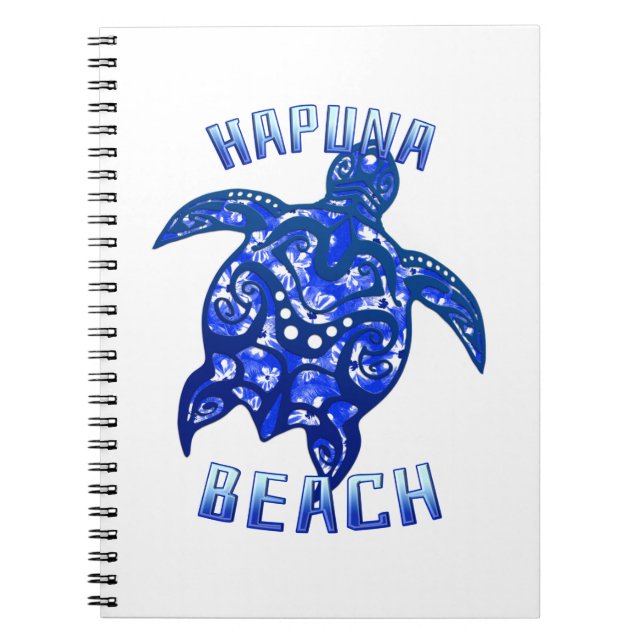 Hapuna Beach Hawaii Vacation Tribal Turtle Notebook (Front)
