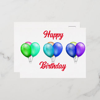 Hapy Birthday Decoration Celebration Foil Holiday Postcard