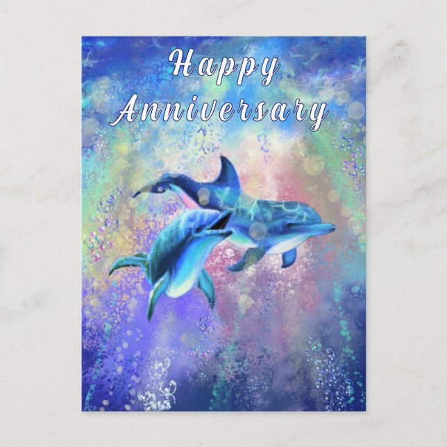 Hapy Dolphin Couple Anniversary Card (Front)