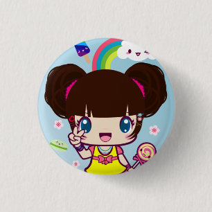 Harajuku Girl Yuriko 3 Cm Round Badge