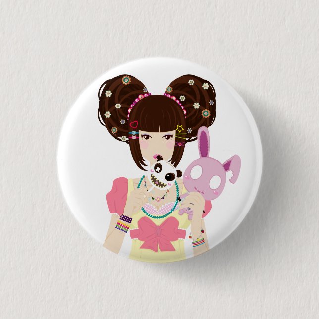 Harajuku Girl Yuriko 3 Cm Round Badge (Front)