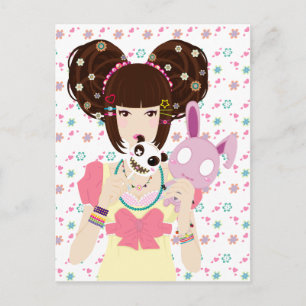 Harajuku Girl Yuriko - background Postcard