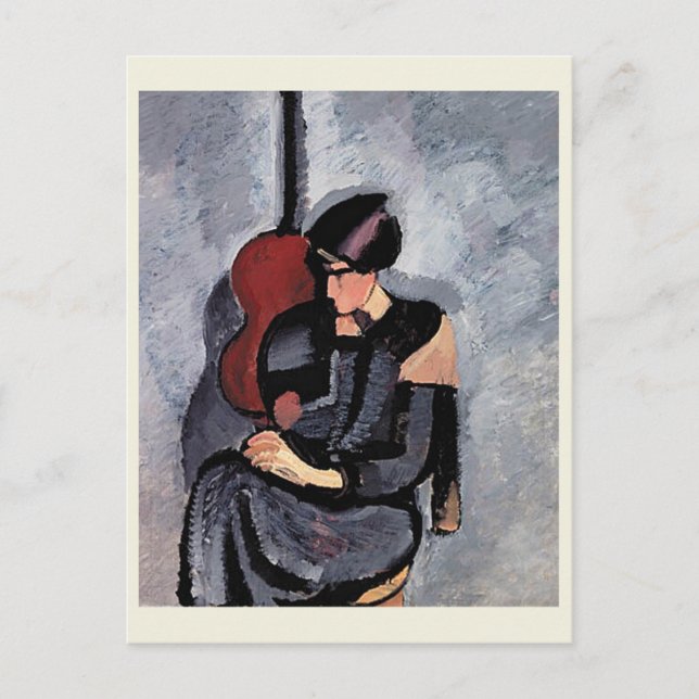 Harald Giersing - Dame foran en guitar Postcard (Front)