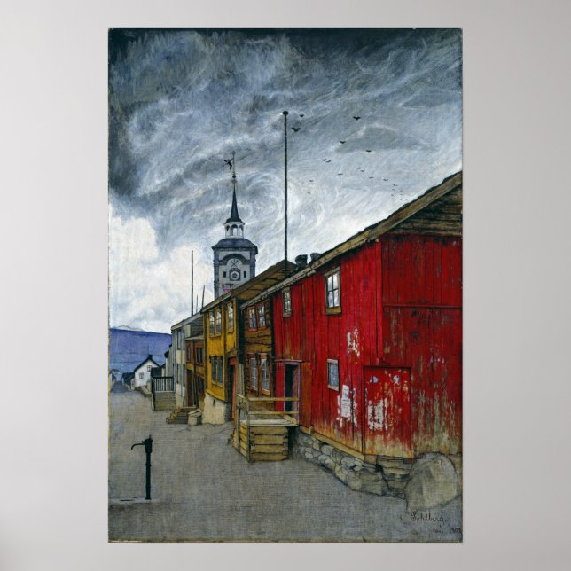 Harald Sohlberg Street in Røros Poster (Front)