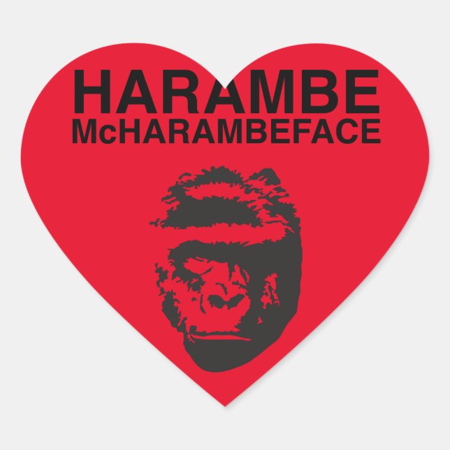 Harambe McHarambeface Heart Sticker (Front)