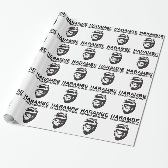 Harambe McHarambeface Wrapping Paper (Unrolled)