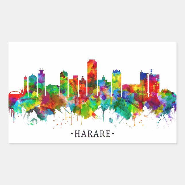 Harare Zimbabwe Skyline Rectangular Sticker (Front)