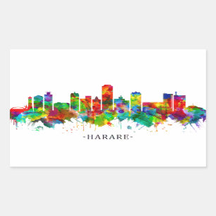 Harare Zimbabwe Skyline Rectangular Sticker