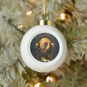 Harbinger of the Golden Gate The Nocturnal Pelican Ceramic Ball Christmas Ornament