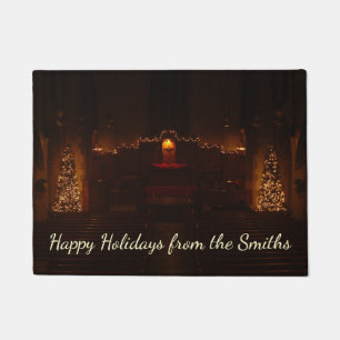 Harbison Chapel at Christmas Grove City College Doormat