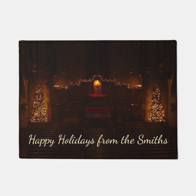 Harbison Chapel at Christmas Grove City College Doormat (Front)