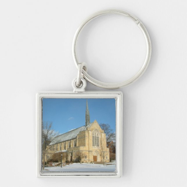 Harbison Chapel in Winter at Grove City College Key Ring (Front)