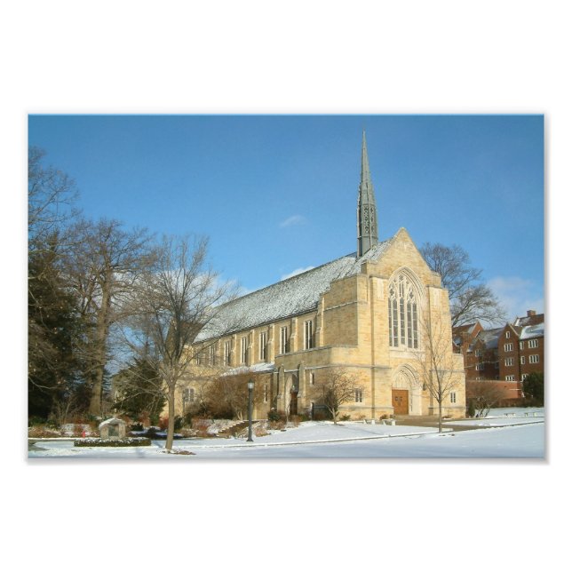 Harbison Chapel in Winter at Grove City College Photo Print (Front)