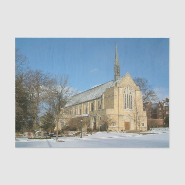 Harbison Chapel in Winter at Grove City College Tissue Paper (Front)