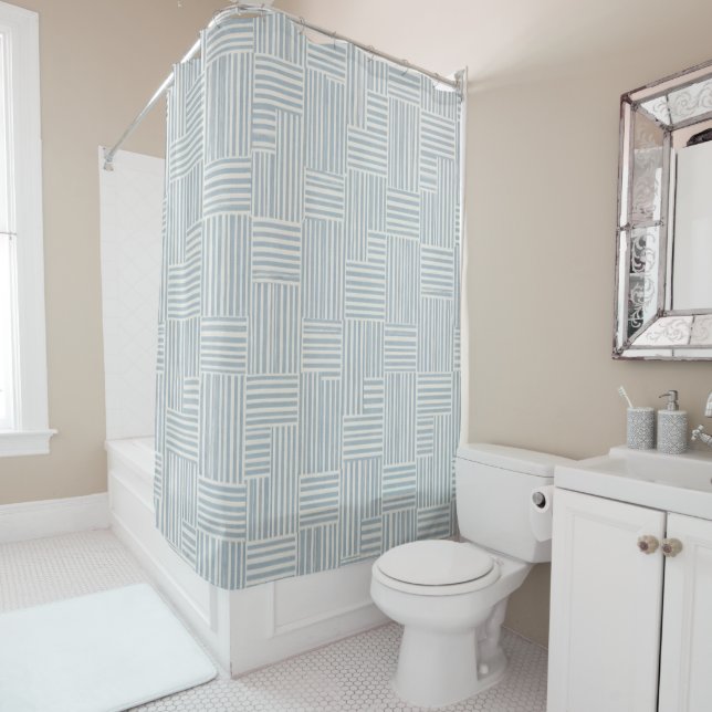 Harbor Grid Shower Curtain (In Situ)