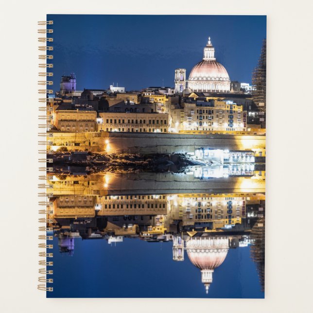 Harbor of Valletta old town at night Planner (Front)