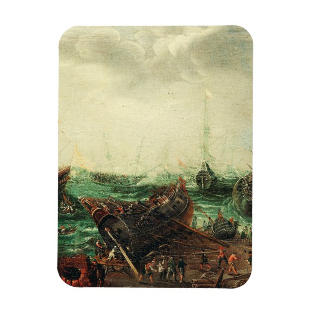 Harbor scene by Adam Willaerts  Magnet (Vertical)