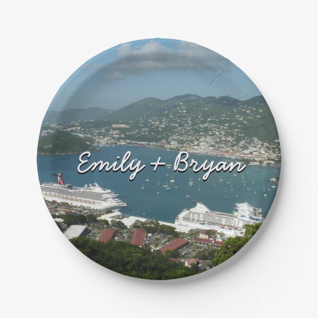 Harbour at St. Thomas US Virgin Islands Paper Plate (Front)