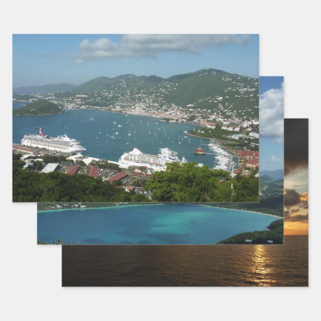 Harbour at St. Thomas US Virgin Islands Wrapping Paper Sheet (Set)