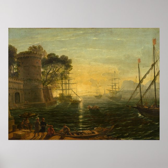 Harbour at Sunset - Claude Lorrain Fine Art Poster (Front)