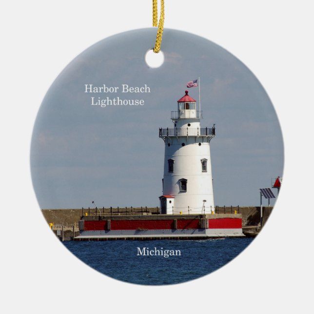 Harbour Beach Lighthouse circle ornament (Front)