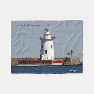 Harbour Beach Lighthouse fleece blanket
