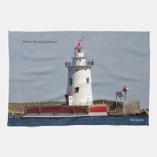 Harbour Beach Lighthouse kitchen towel (Horizontal)