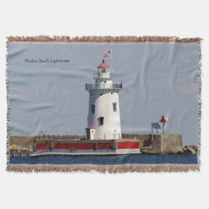 Harbour Beach Lighthouse throw blanket