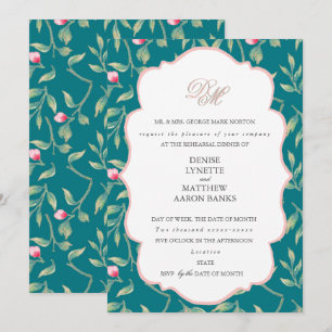 Harbour Blue and Gossamer Pink Rehearsal Dinner Invitation