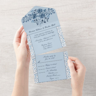 Harbour Blue Floral and All In One Invitation