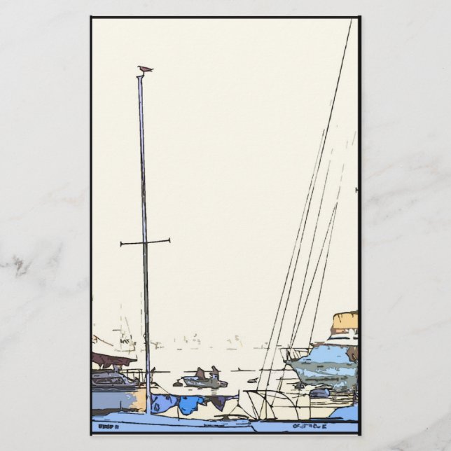 Harbour Boats Scene Stationery (Front)