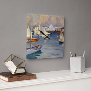 Harbour in Helsinki, Albert Edelfelt Square Wall Clock