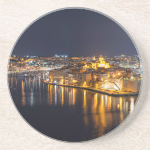 Harbour in Malta illuminated at night Coaster